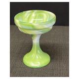 Westmoreland green & white Slag Glass candle