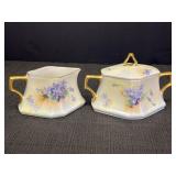Hand-painted porcelain cream & sugar set, Austria