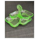 Uranium Depression Glass 4 Section Tray Caddy w/