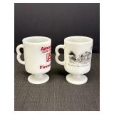 2 American State Bank adv. milk glass coffee mugs,