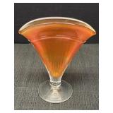 Marigold Carnival Glass Adamï¿½s Rib Fan Vase,