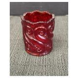 Ruby Red Glass S Repeat Scroll Toothpick Holder.