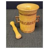 Hand carved & designed wooden mortar & pestle