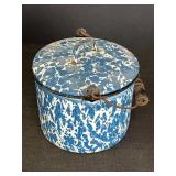 Blue & White Swirl Enamelware 6.5" Stock Pot