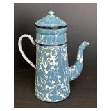 Blue & White Swirl Enamelware Coffee Pot