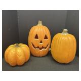 Lighted Plastic Pumpkin, 2 Foam Pumpkins
