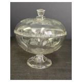 9" Grape Pressed Glass Compote