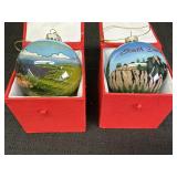 (2) South Dakota Painted Glass Ornaments
