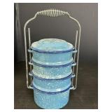 Blue & White Enamelware Stackable Lunchbox