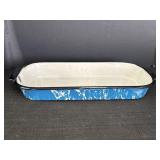 Blue & White Swirl Enamelware 16x7.5" Pan