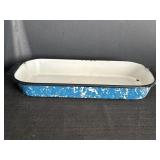 Blue & White Swirl Enamelware 16x7.5" Pan