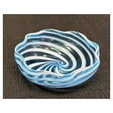Swirl Blue & White pattern Glass Bowl