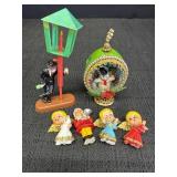 Vtg. Christmas Egg Shell Diorama & Angel Figurines