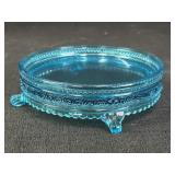 6.25" Blue Glass Footed Cruet Tray