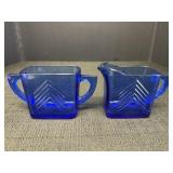 Cobalt Blue Cream & Sugar Set