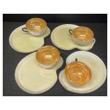 Vtg porcelain lusterware cup and snack tray set