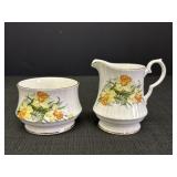 Royal Windsor China Daffodil Cream & Sugar Bowls