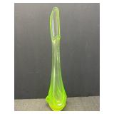 Yellow-Green Drape Swung Uranium Glass Vase,