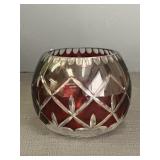 Ruby Red cut-to-clear glass decorative bowl