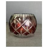 Ruby Red cut-to-clear glass decorative bowl