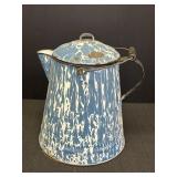 Blue & White Swirl Enamelware 12.5" Coffee Pot