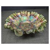 Fenton Carnival Glass grapes & leaves bowl.