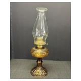 Amber Carnival Glass Zipper Loop Oil Lamp