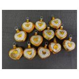 Czechoslovakia Glass Heart Ornaments