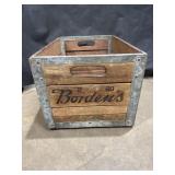 Antique Bordenï¿½s wood & metal Milk Crate