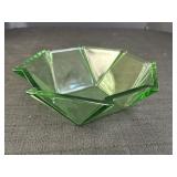 8.25" Geometric Green Glass Bowl