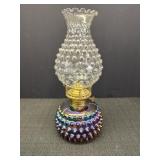 Hobnail Imperial Carnival Glass Oil Lamp with