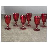 6- 4" Ruby Red Wine Glasses