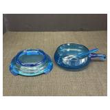 Empoli Blue Glass Bowl w/ Handle &