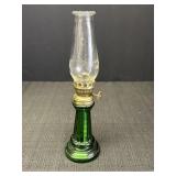 9.5" Green Glass Oil Hurricane Lamp