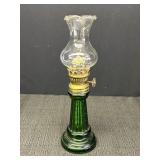 8.75" Green Glass Oil Hurricane Lamp
