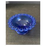 cobalt blue glass bowl W/ Lattice Edge