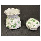 Lefton Shamrock Vase & Trinket Box