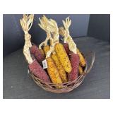 Basket of artificial Indian corn-new
