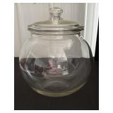 Vtg large clear glass candy jar