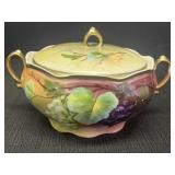 Royal Vienna hand-painted covered dish.  2 handles