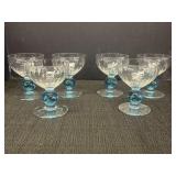 6 Bryce Contour Cerulean  Cocktail Coupe glasses.