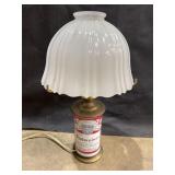 Budweiser Tin Can Base Table Lamp w/ Glass Shade