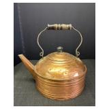 Vtg Copper Tea Kettle w/ Wood Handle &