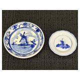 Delft Blue windmill scene miniature plates, bigger