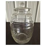 Vtg Crisa glass bee hive barrel Lidded jar