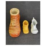 (3) Porcelain Shoes one marked Austria