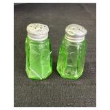 Green Uranium Glass Salt & Pepper Shakers w/