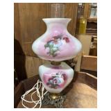 Antique Hand Painted Hurricane Lamp