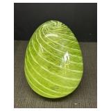 6" Yellow & White Swirl Glass Hollow Egg