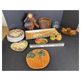Fall decor, plates, salt & pepper shakers misc